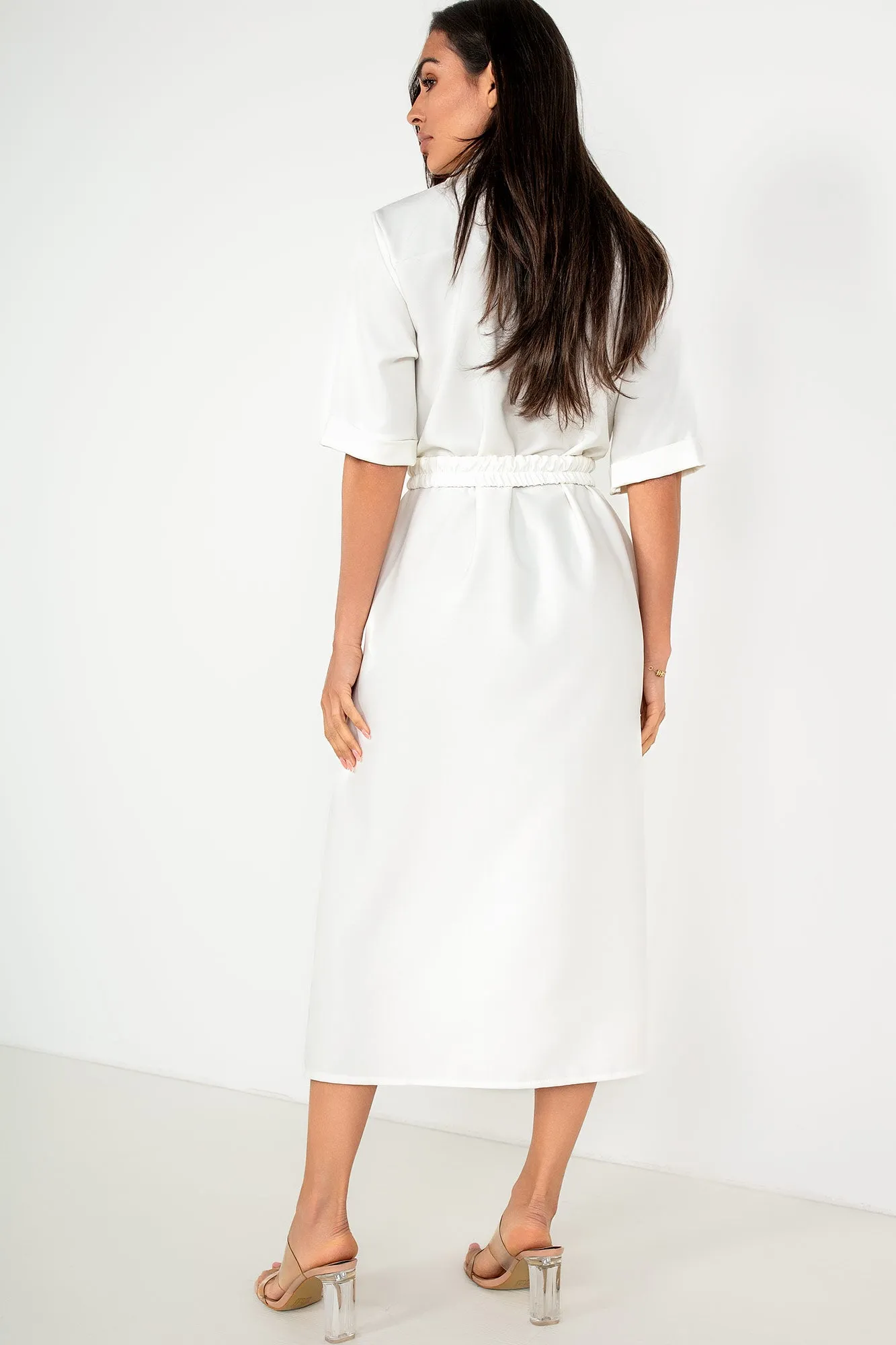 Jayden White Belted Shirt Dress sold by Va Va Voom product image thumbnail 2