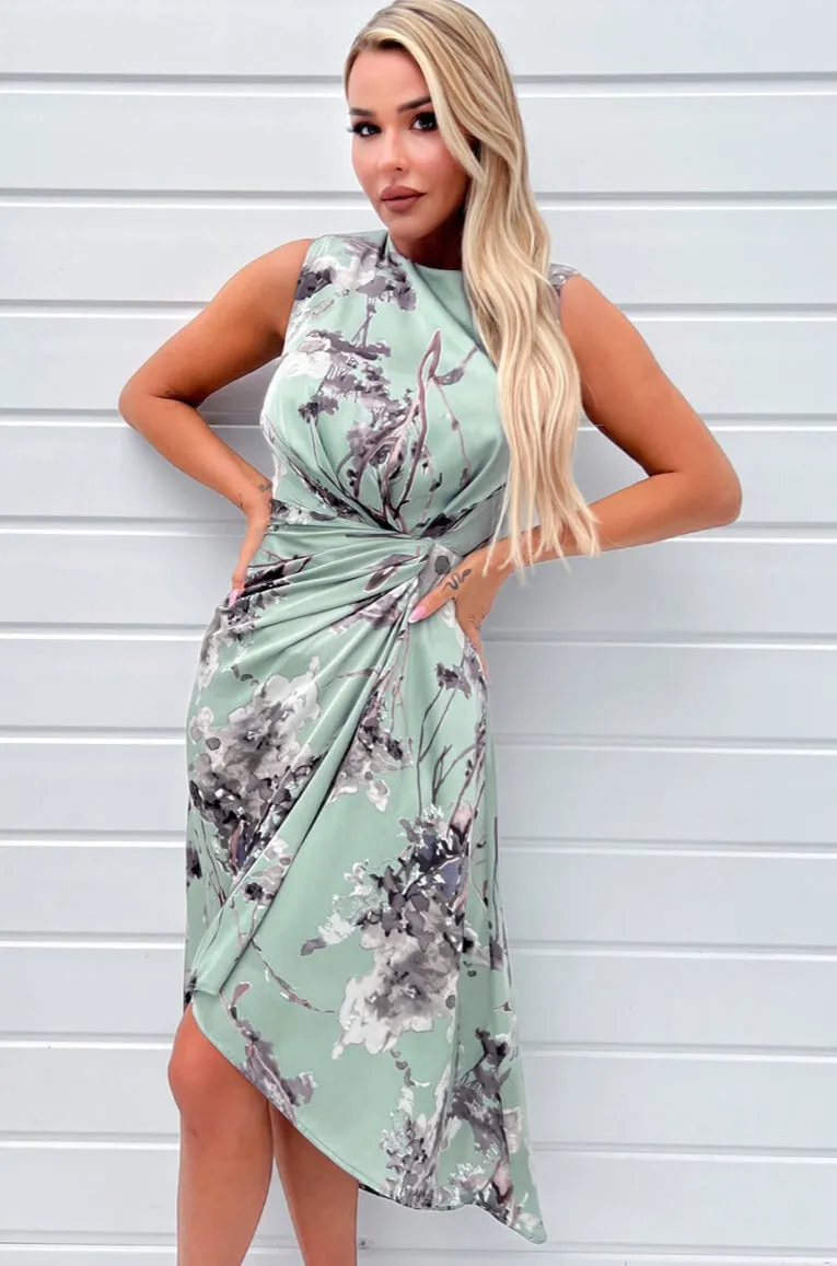 AX Paris Poppy Duck Egg Print Dress sold by Va Va Voom product image thumbnail 3