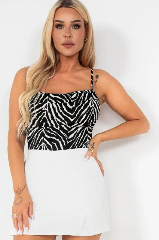 Orella Zebra Print Bodysuit sold by Va Va Voom