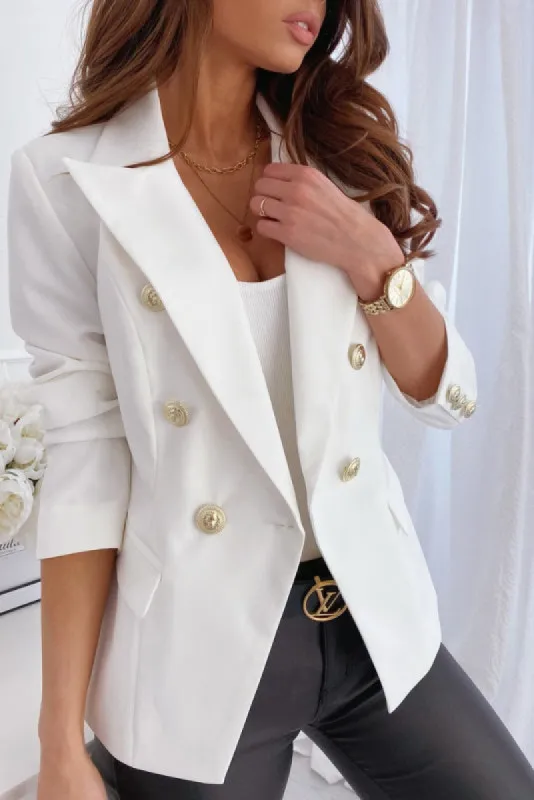 Haddie White Button Detail Blazer sold by Va Va Voom
