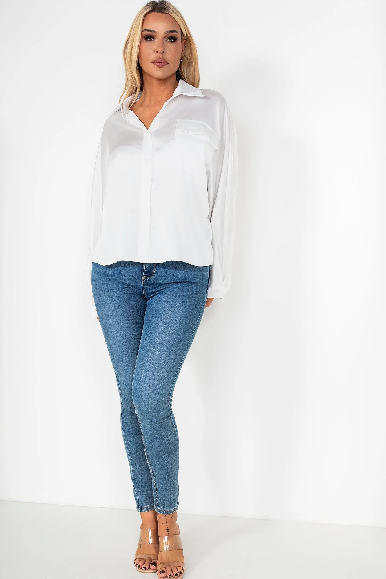 Raven White Satin Shirt sold by Va Va Voom product image thumbnail 4