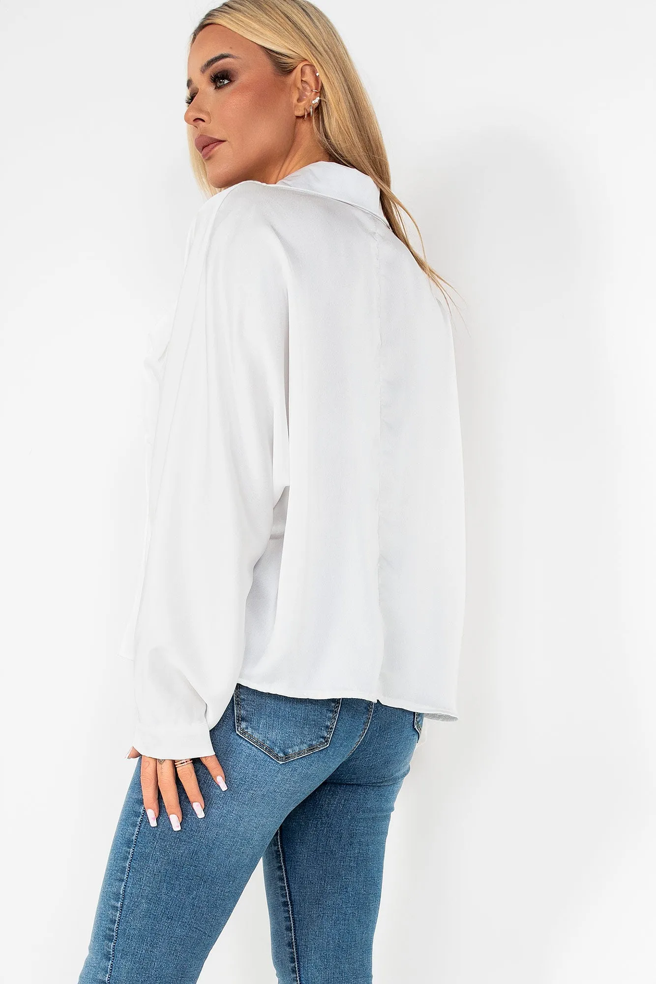 Raven White Satin Shirt sold by Va Va Voom product image thumbnail 2