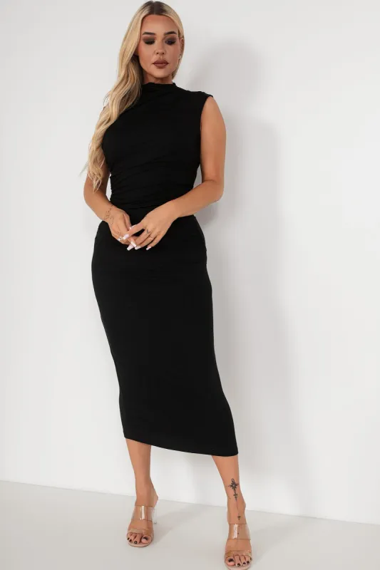 Udele Black Sleeveless Dress sold by Va Va Voom