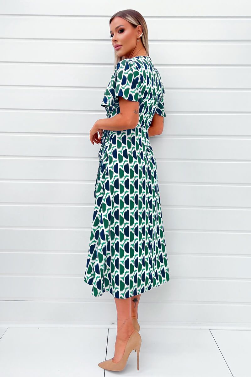 AX Paris Soraya Green and Navy Printed Midi Dress sold by Va Va Voom product image thumbnail 2