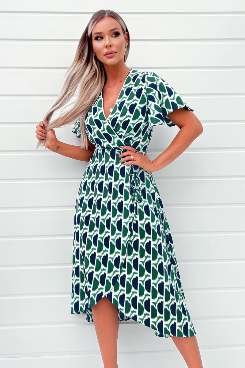 AX Paris Soraya Green and Navy Printed Midi Dress sold by Va Va Voom product image thumbnail 3