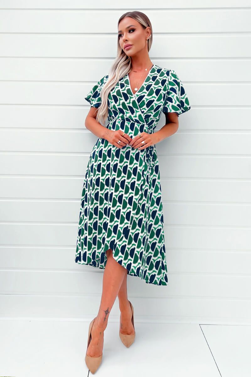 AX Paris Soraya Green and Navy Printed Midi Dress sold by Va Va Voom product image thumbnail 4