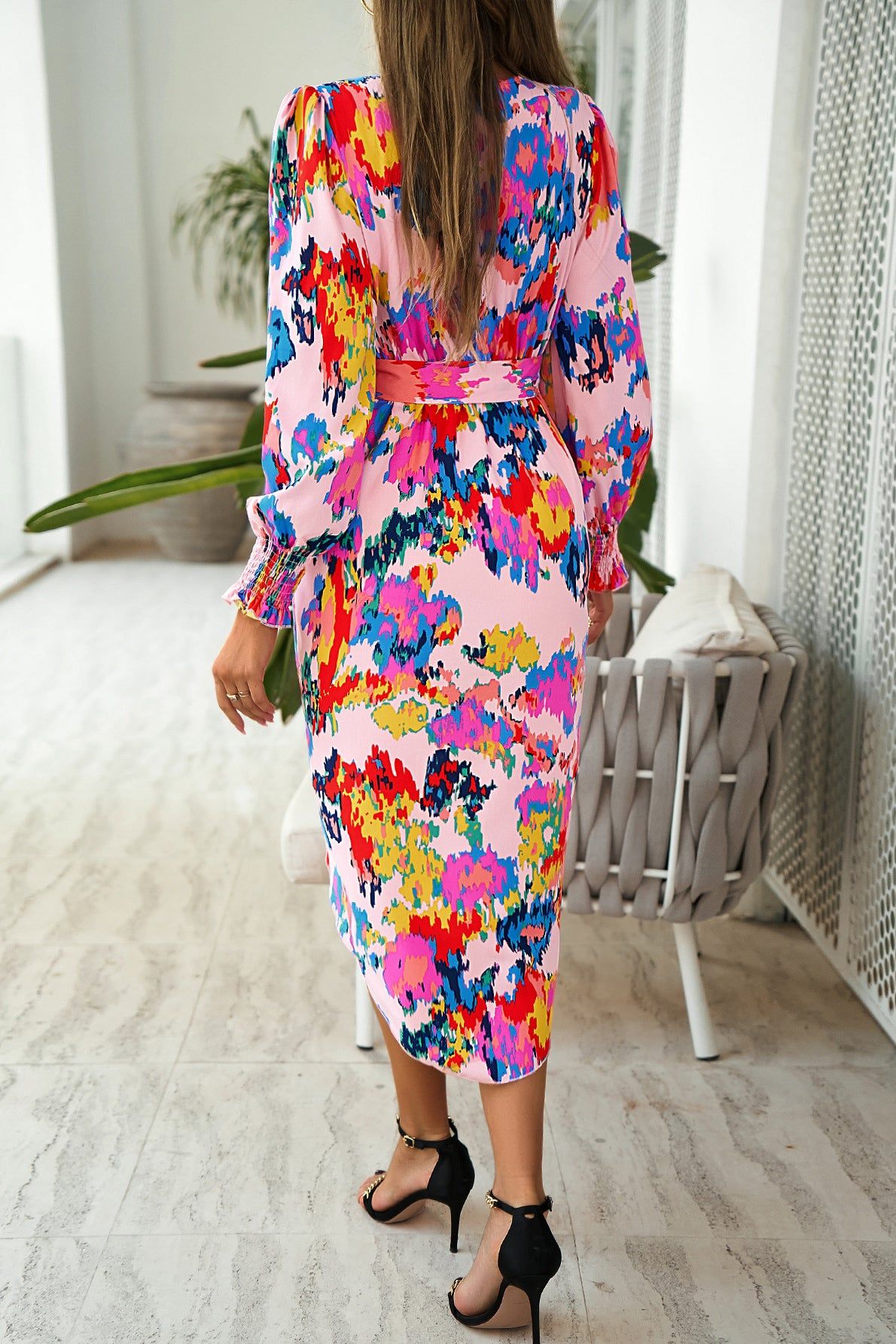 Rena Pink Print Wrap Dress sold by Va Va Voom product image thumbnail 2