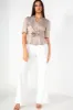 Caryn Champagne Satin Tie Front Top sold by Va Va Voom