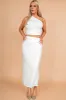 Cole White Ruched Maxi Skirt sold by Va Va Voom
