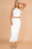 Cole White Ruched Maxi Skirt sold by Va Va Voom