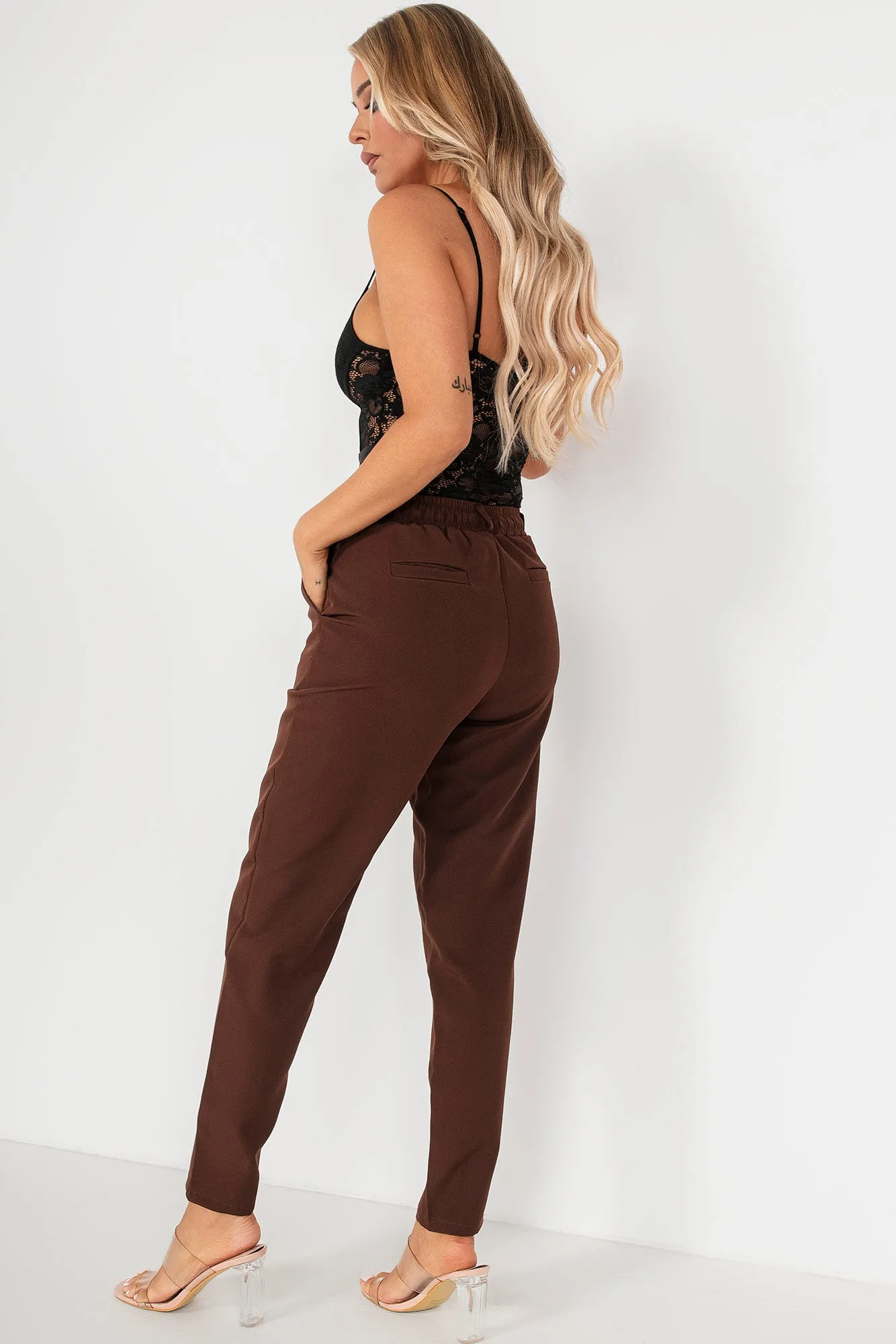 Jenna Chocolate Tailored Trousers sold by Va Va Voom product image thumbnail 2