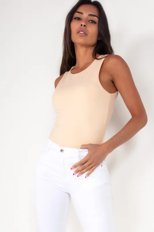 Mabel Nude Sleeveless Bodysuit sold by Va Va Voom