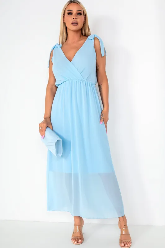 Helga Powder Blue Chiffon Dress sold by Va Va Voom