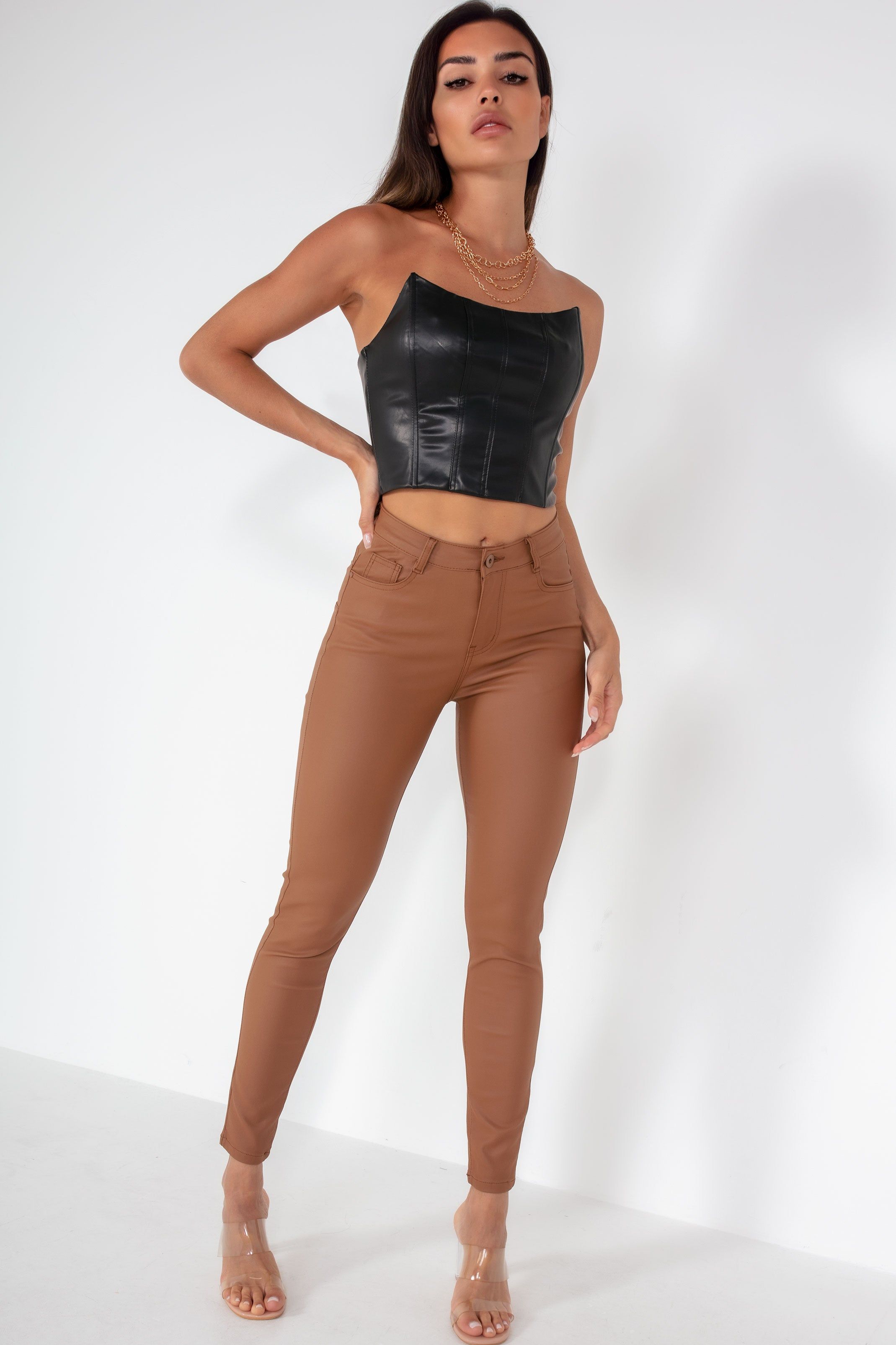 Taya Tan Push Up Wax Jeans sold by Va Va Voom product image thumbnail 3