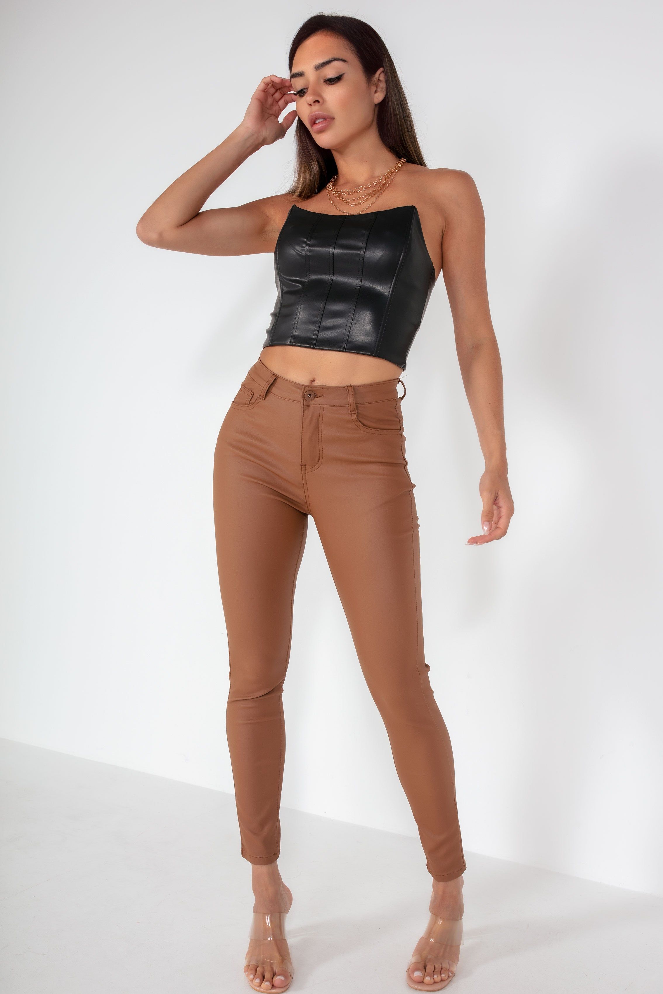 Taya Tan Push Up Wax Jeans sold by Va Va Voom product image thumbnail 4