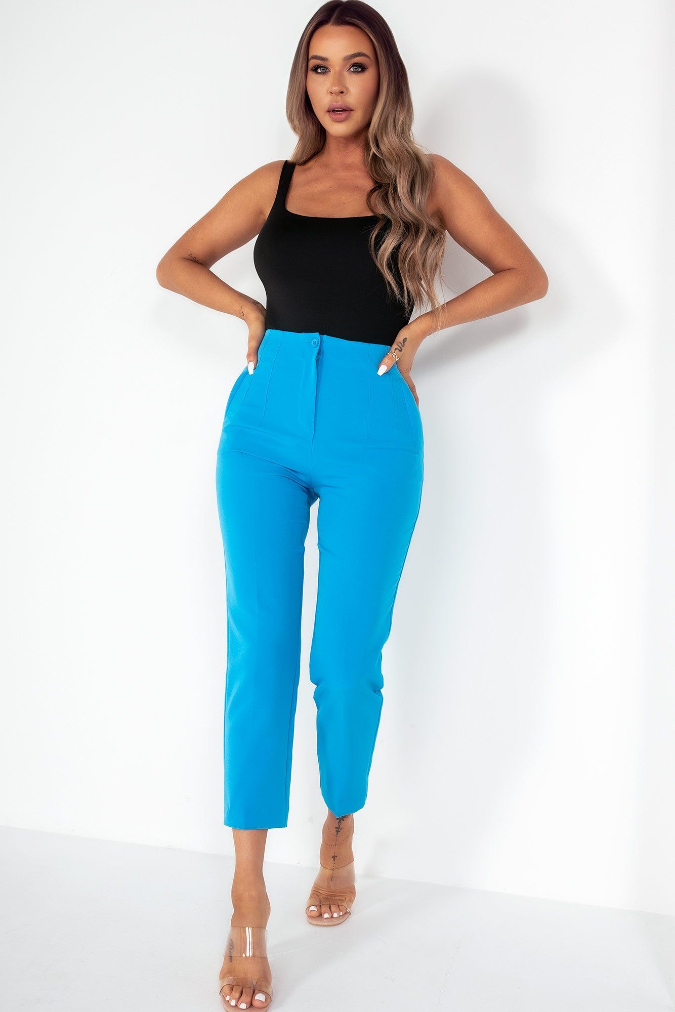 Maddie Blue High Waist Trousers sold by Va Va Voom product image thumbnail 3