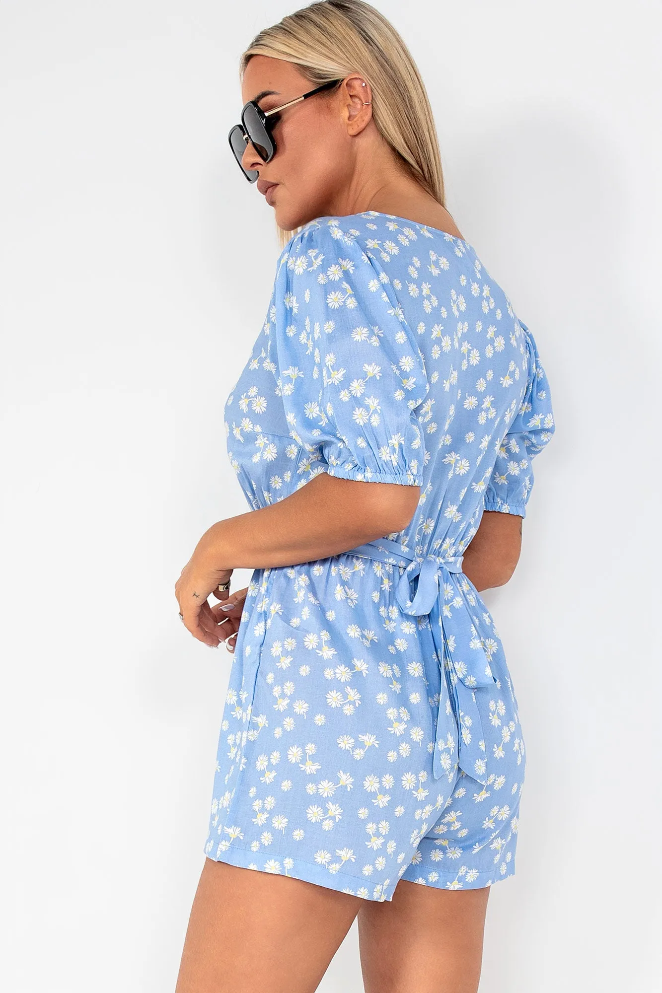 Emmie Blue Daisy Print Playsuit sold by Va Va Voom product image thumbnail 2
