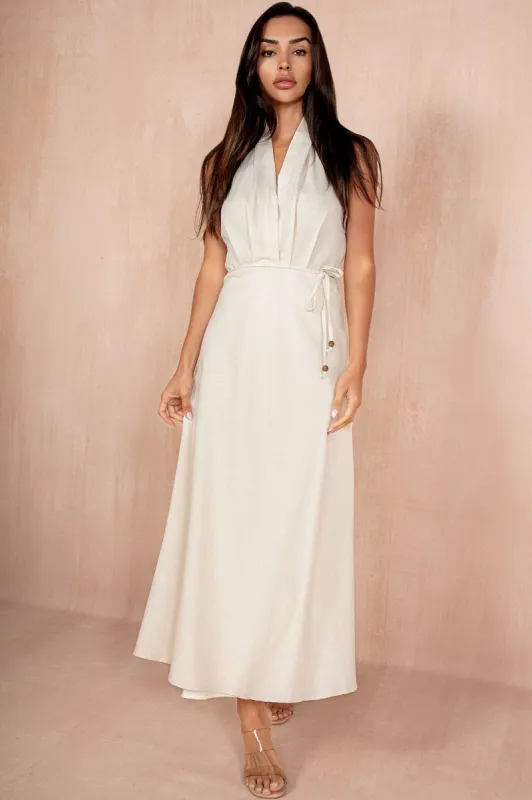 Mina Stone Linen Maxi Dress sold by Va Va Voom