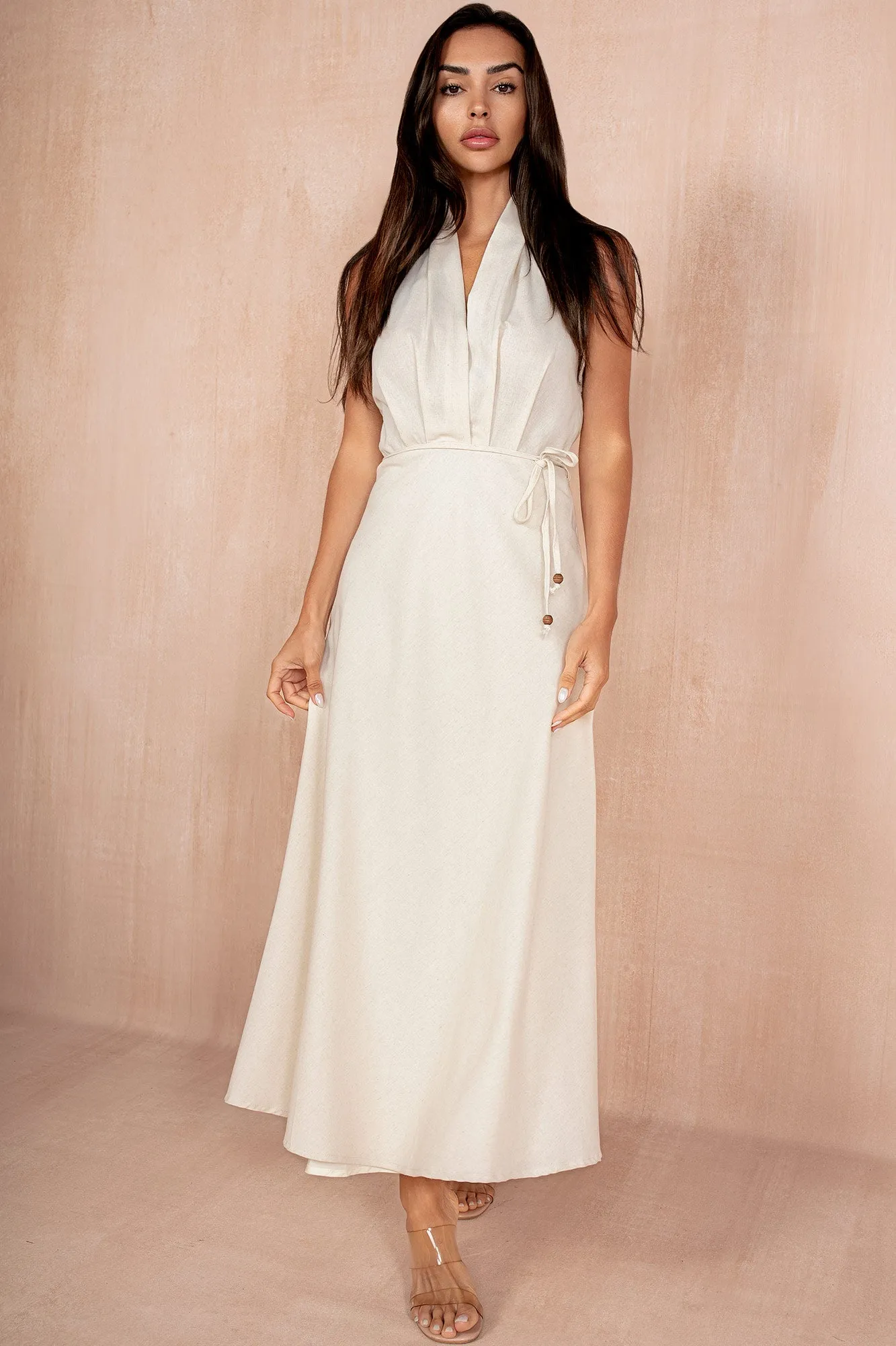 Mina Stone Linen Maxi Dress sold by Va Va Voom