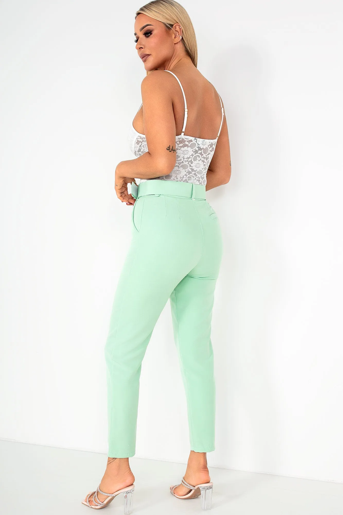 Brinley Mint Belted Cigarette Trousers sold by Va Va Voom product image thumbnail 2