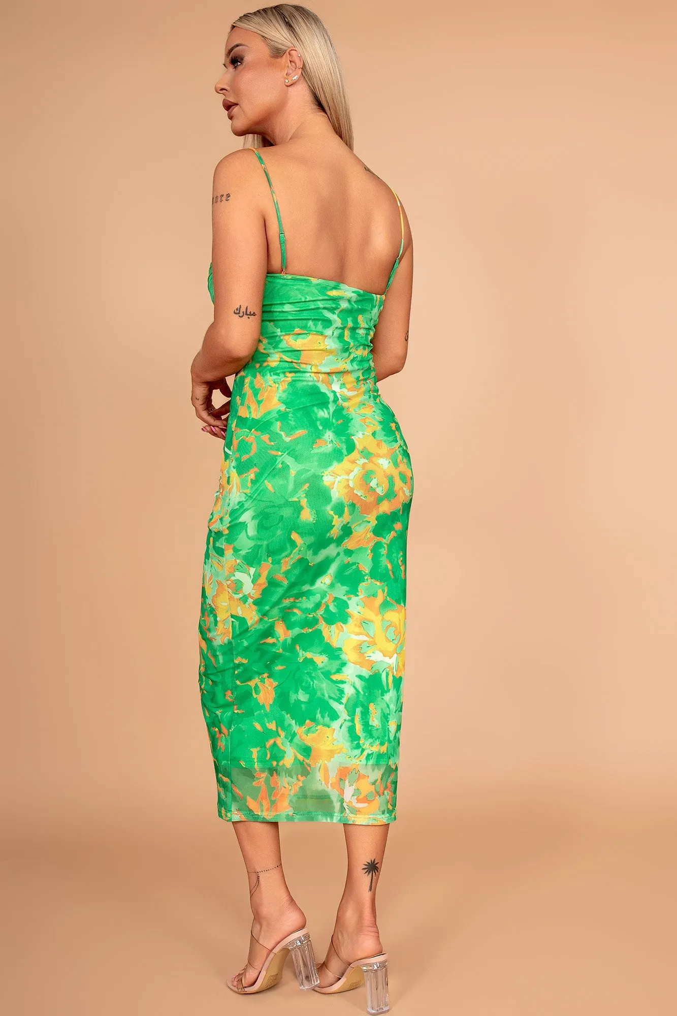 Malik Green Mesh Print Dress sold by Va Va Voom product image thumbnail 2