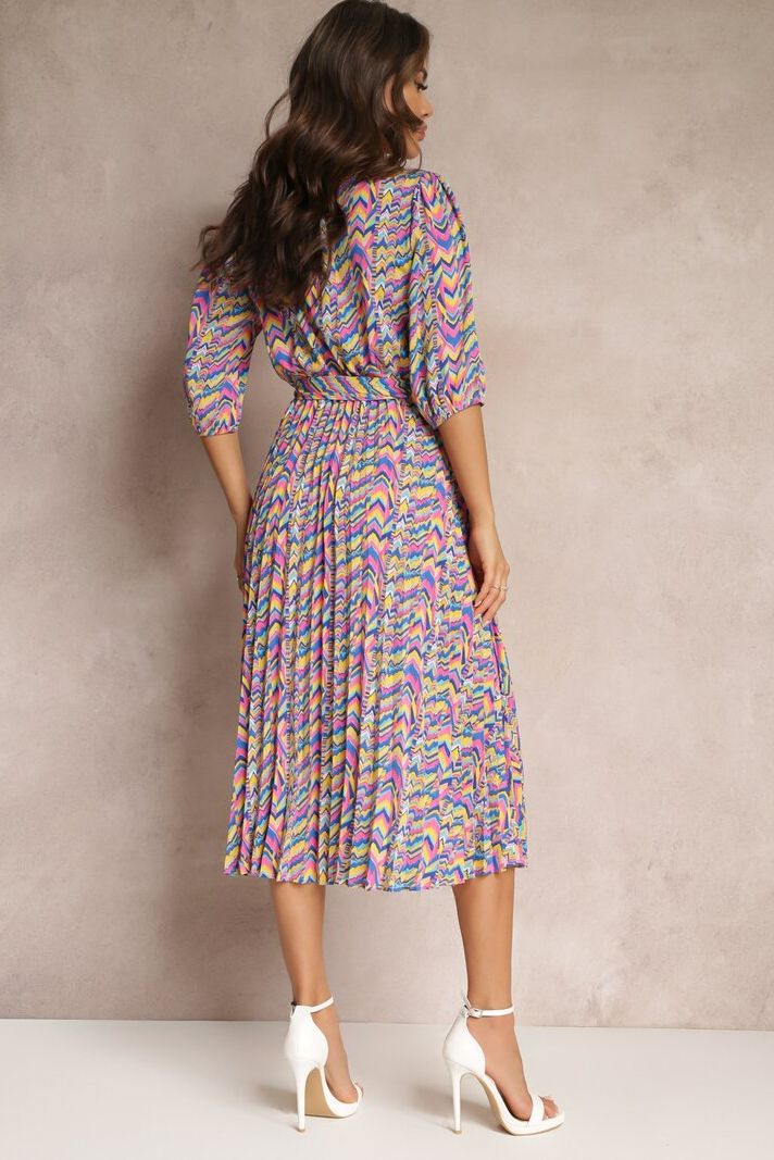 Hester Blue Printed Pleated Midi Dress sold by Va Va Voom product image thumbnail 2