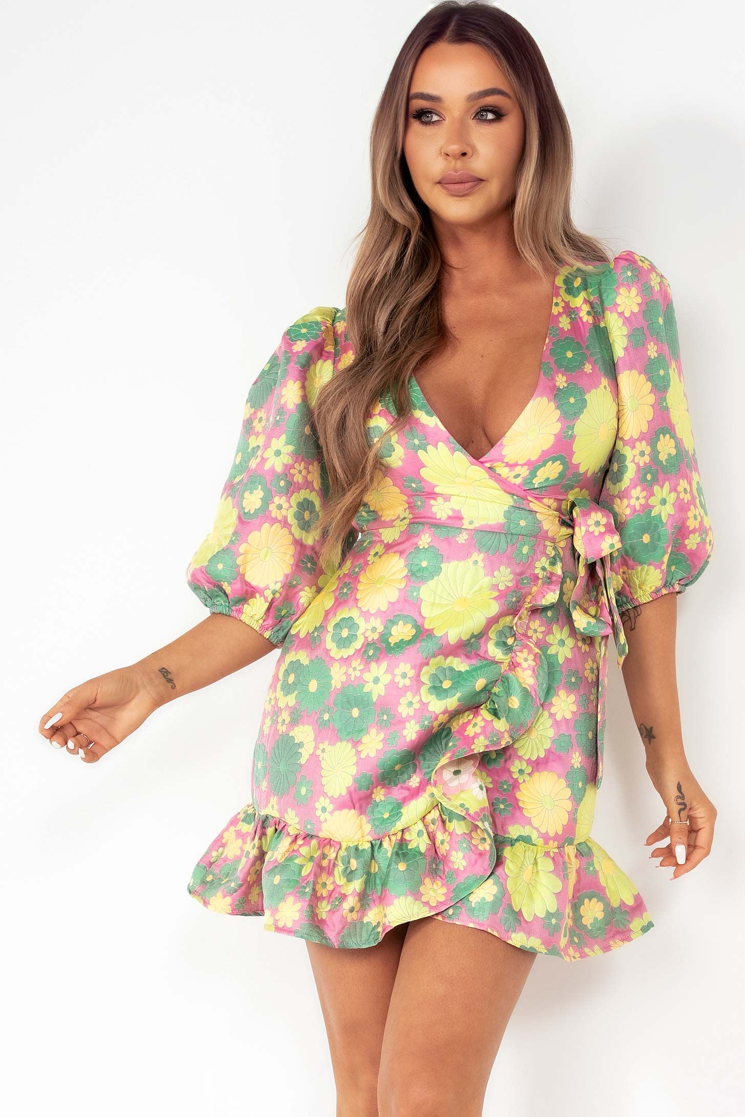 Glamorous Rosie Multi Floral Jacquard Dress sold by Va Va Voom
