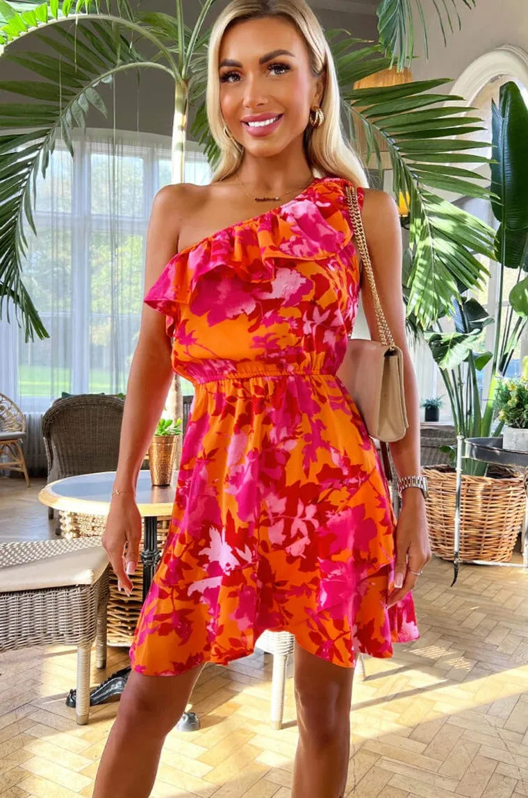 AX Paris Hester Pink and Orange Floral Dress sold by Va Va Voom