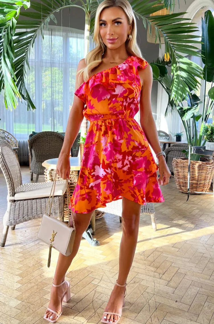 AX Paris Hester Pink and Orange Floral Dress sold by Va Va Voom product image thumbnail 4
