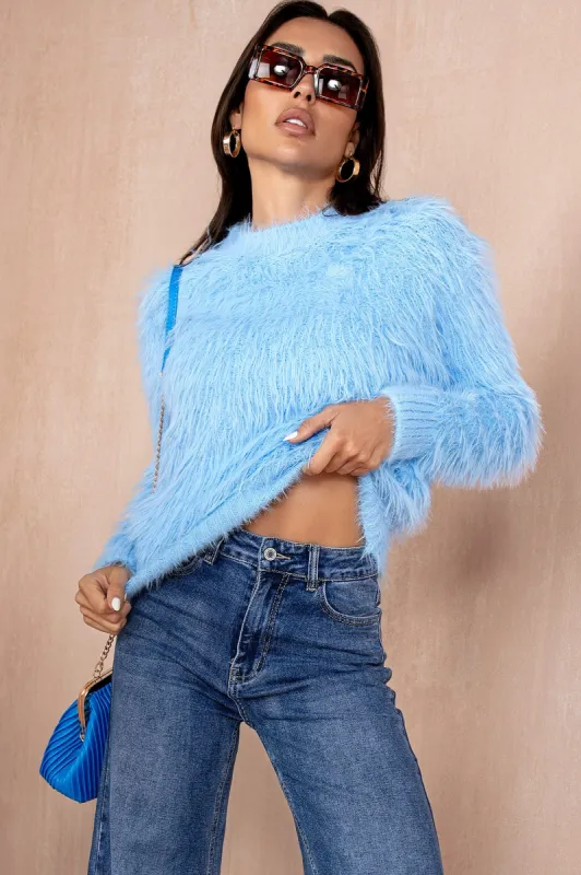 Maisie Blue Knit Jumper sold by Va Va Voom