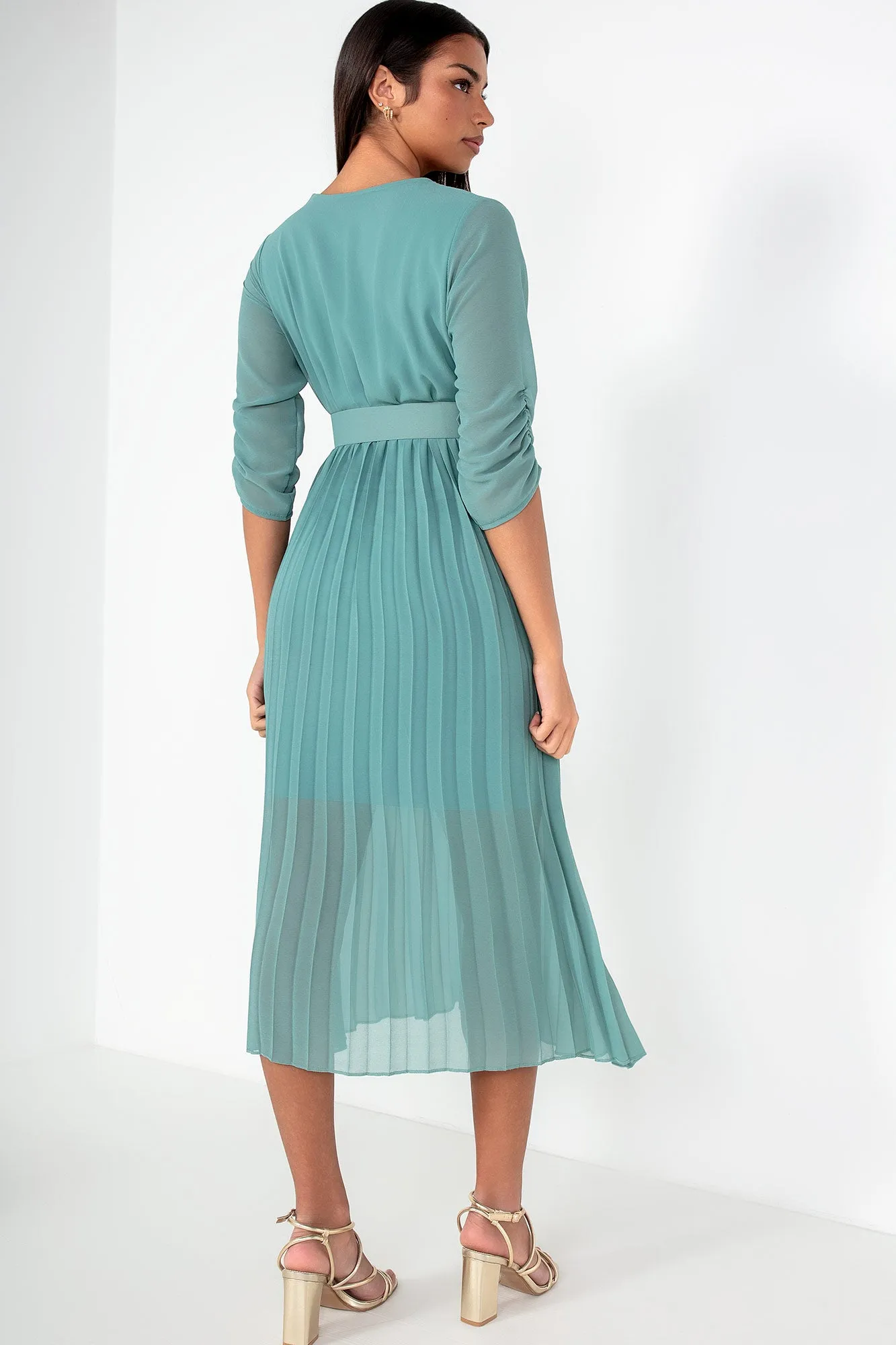Uliana Duck Egg Chiffon Pleated Dress sold by Va Va Voom product image thumbnail 2