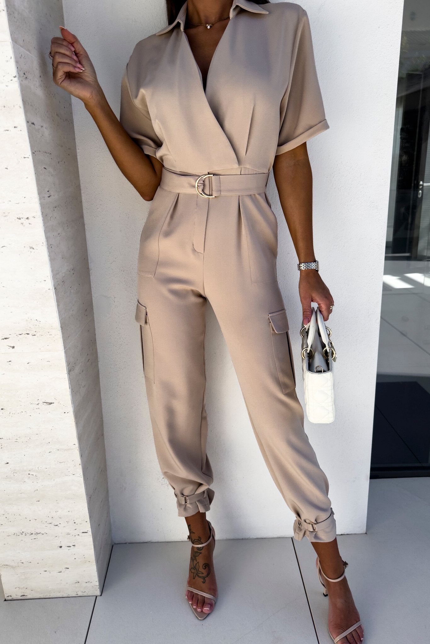 Zoey Stone Cargo Jumpsuit sold by Va Va Voom product image thumbnail 2