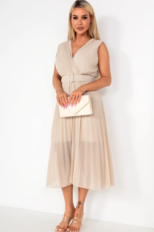 Danielle Stone Chiffon Pleated Dress sold by Va Va Voom