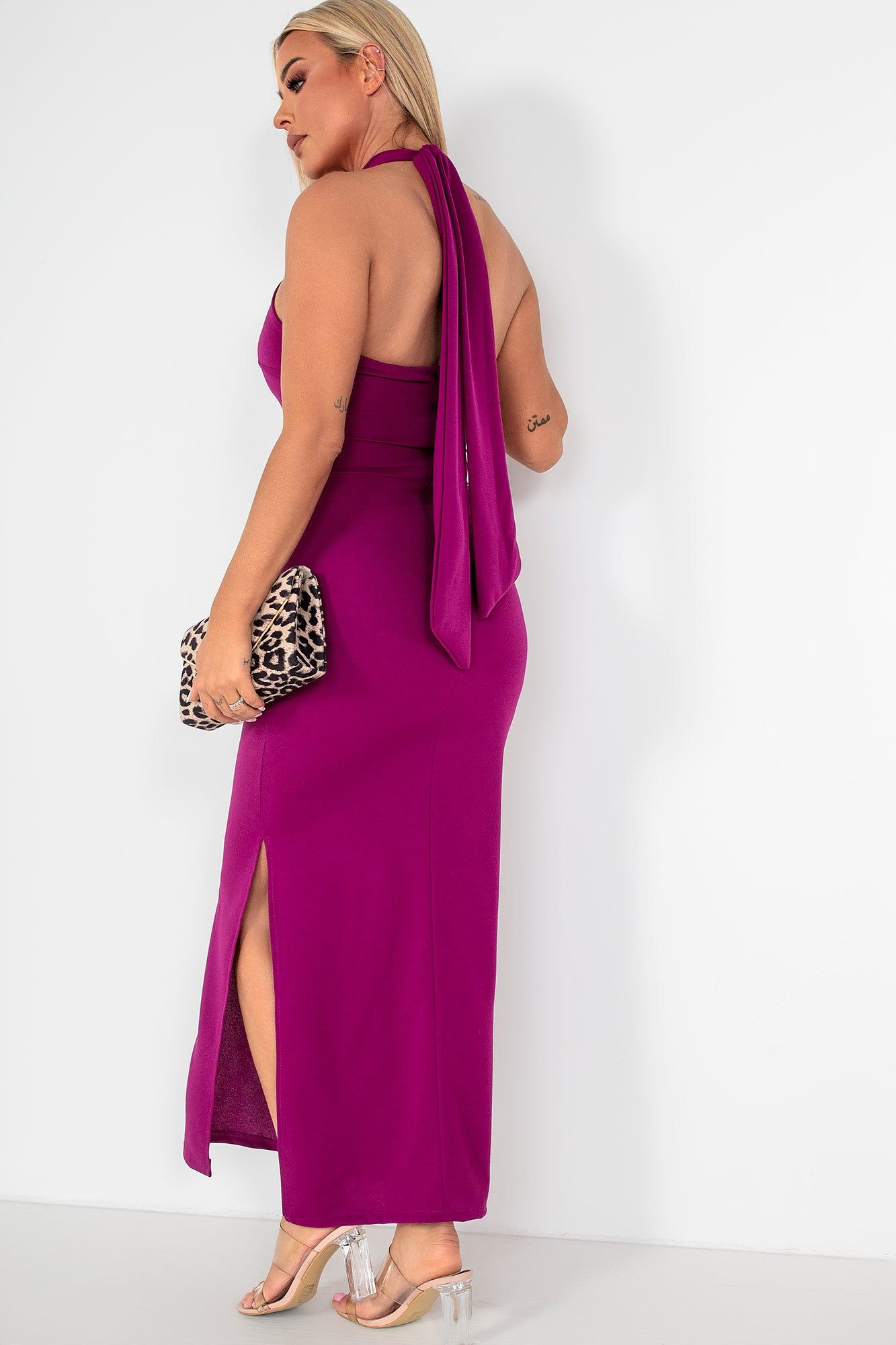 Chelsea Purple Halter Neck Dress sold by Va Va Voom product image thumbnail 2