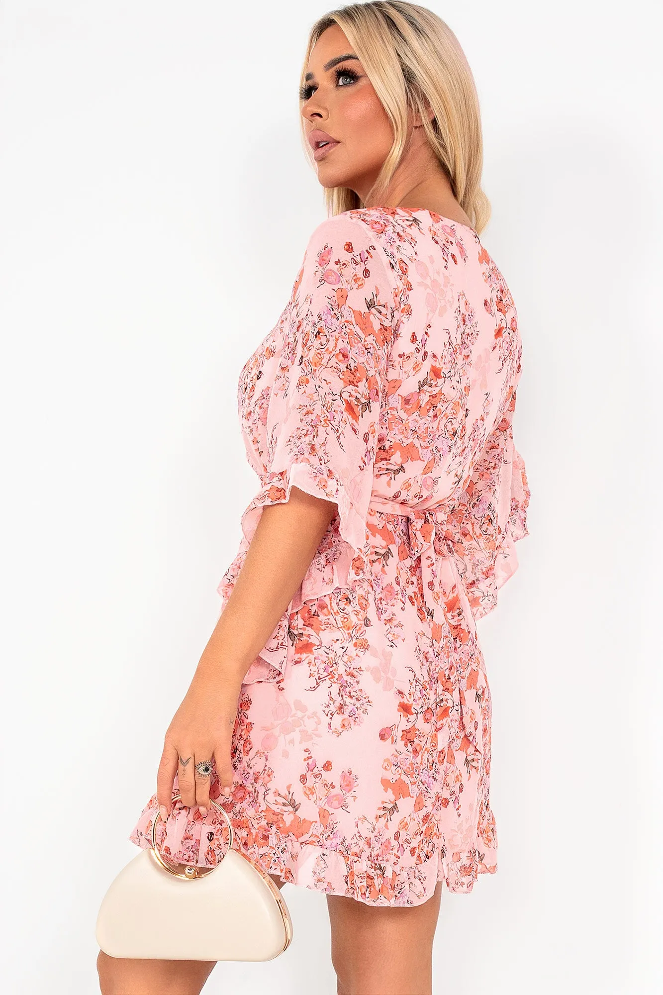 Blakely Pink Chiffon Floral Dress sold by Va Va Voom product image thumbnail 2