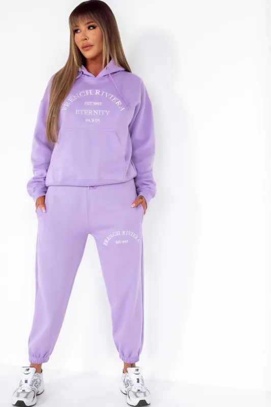Zarina Lilac 'French Riviera' Jogger Co Ord sold by Va Va Voom
