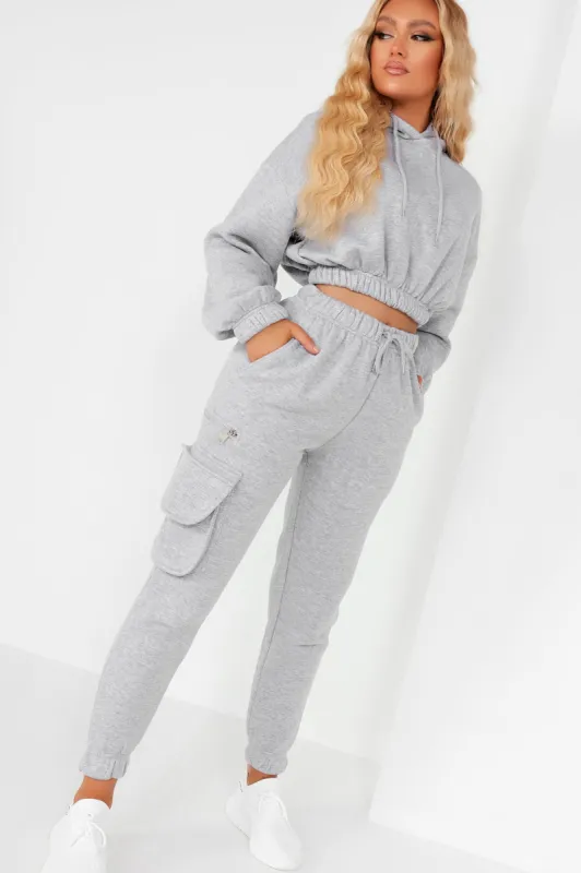 Robyn Grey Crop Hooded Jogger Co Ord sold by Va Va Voom