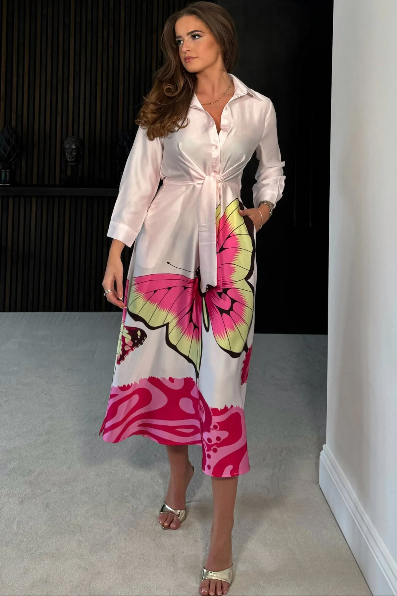 Girl In Mind Isabella Pink Satin Butterfly Dress sold by Va Va Voom product image thumbnail 5