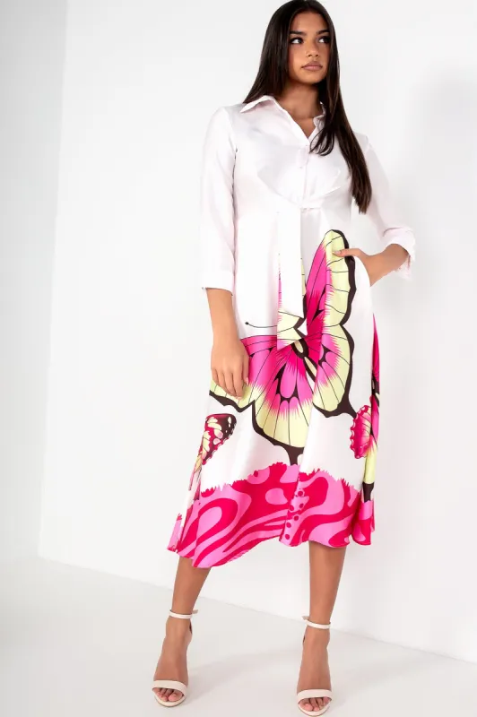 Girl In Mind Isabella Pink Satin Butterfly Dress sold by Va Va Voom