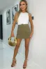 AX Paris Willow Khaki Belted Cargo Skort sold by Va Va Voom