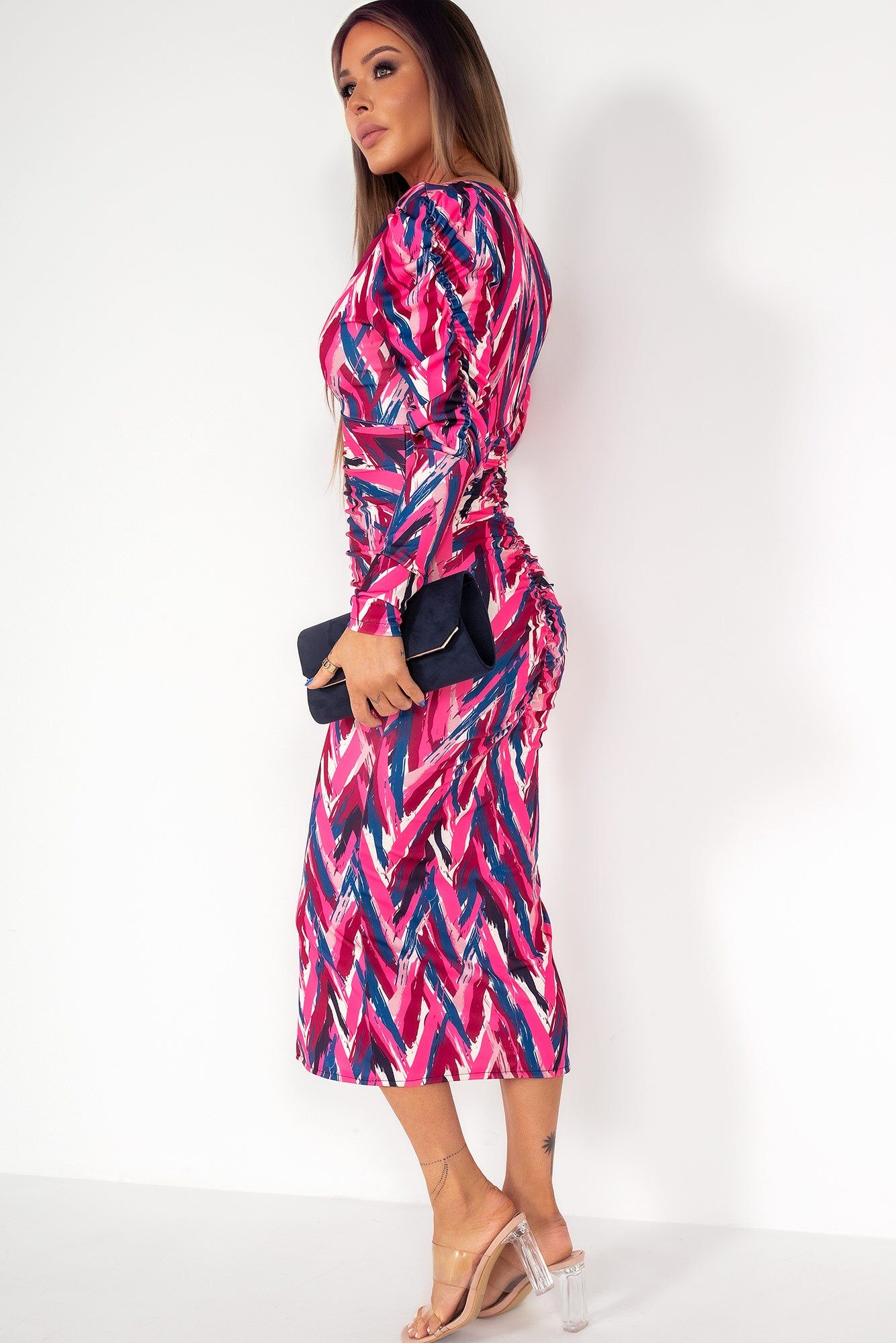 Portia Pink Printed Midi Dress sold by Va Va Voom product image thumbnail 2