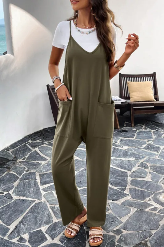 Zuri Khaki Slouchy Jumpsuit sold by Va Va Voom