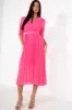 Uliana Hot Pink Chiffon Pleated Dress sold by Va Va Voom