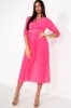 Uliana Hot Pink Chiffon Pleated Dress sold by Va Va Voom