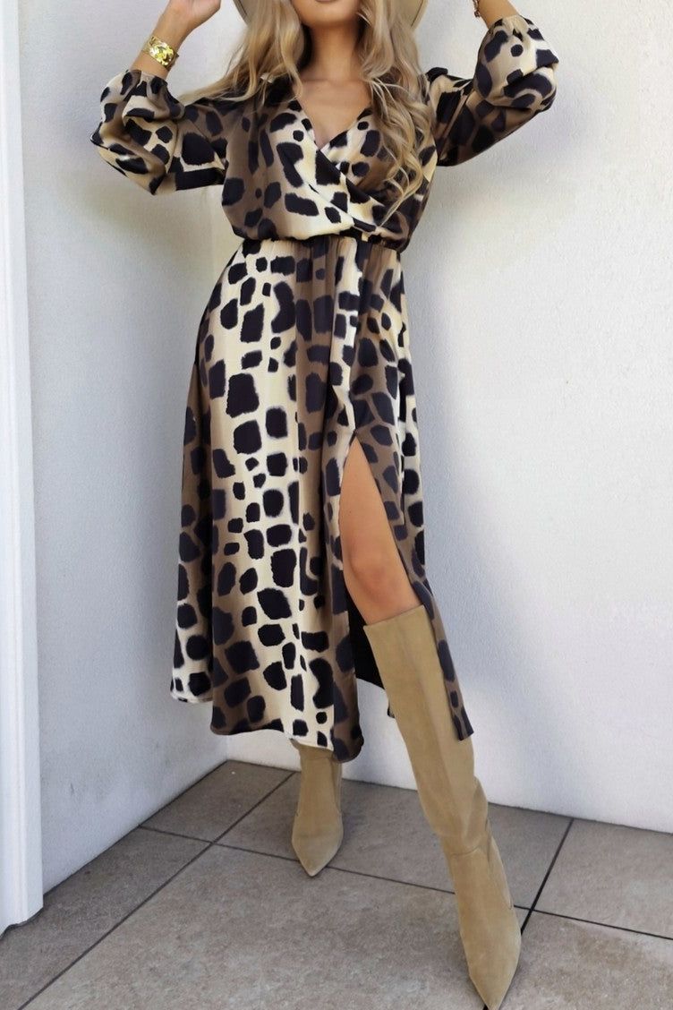 Michelle Chocolate Print Midi Dress sold by Va Va Voom