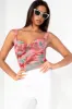 Mindy Red Mesh Print Bodysuit sold by Va Va Voom
