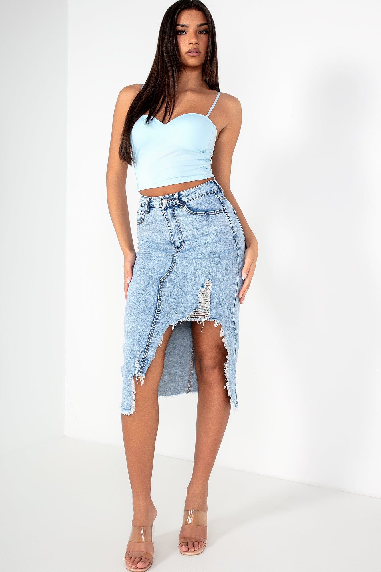 Raya Baby Blue Cami Crop Top sold by Va Va Voom product image thumbnail 3