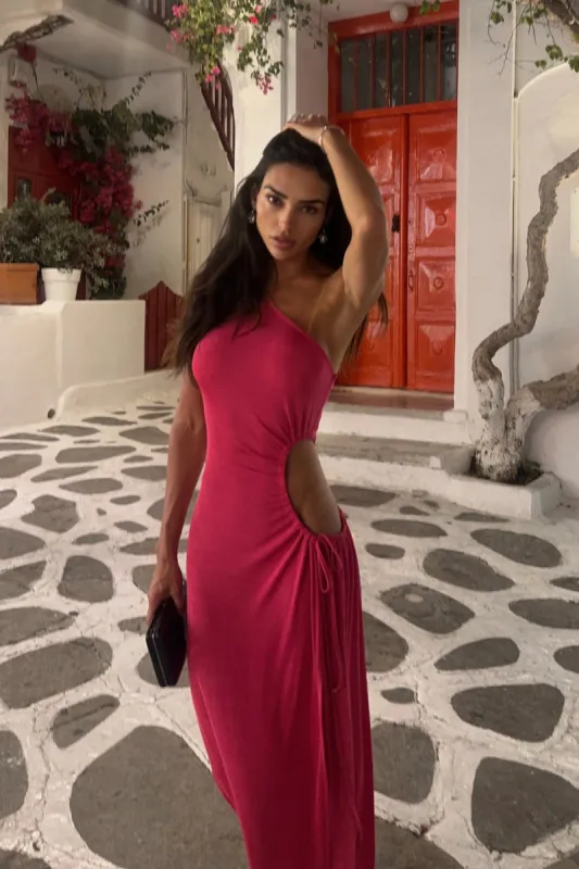 Elvenia Pink Slinky Cut Out Dress sold by Va Va Voom