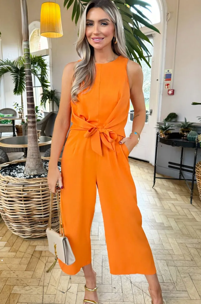 AX Paris Cindy Orange Knot Front Jumpsuit sold by Va Va Voom