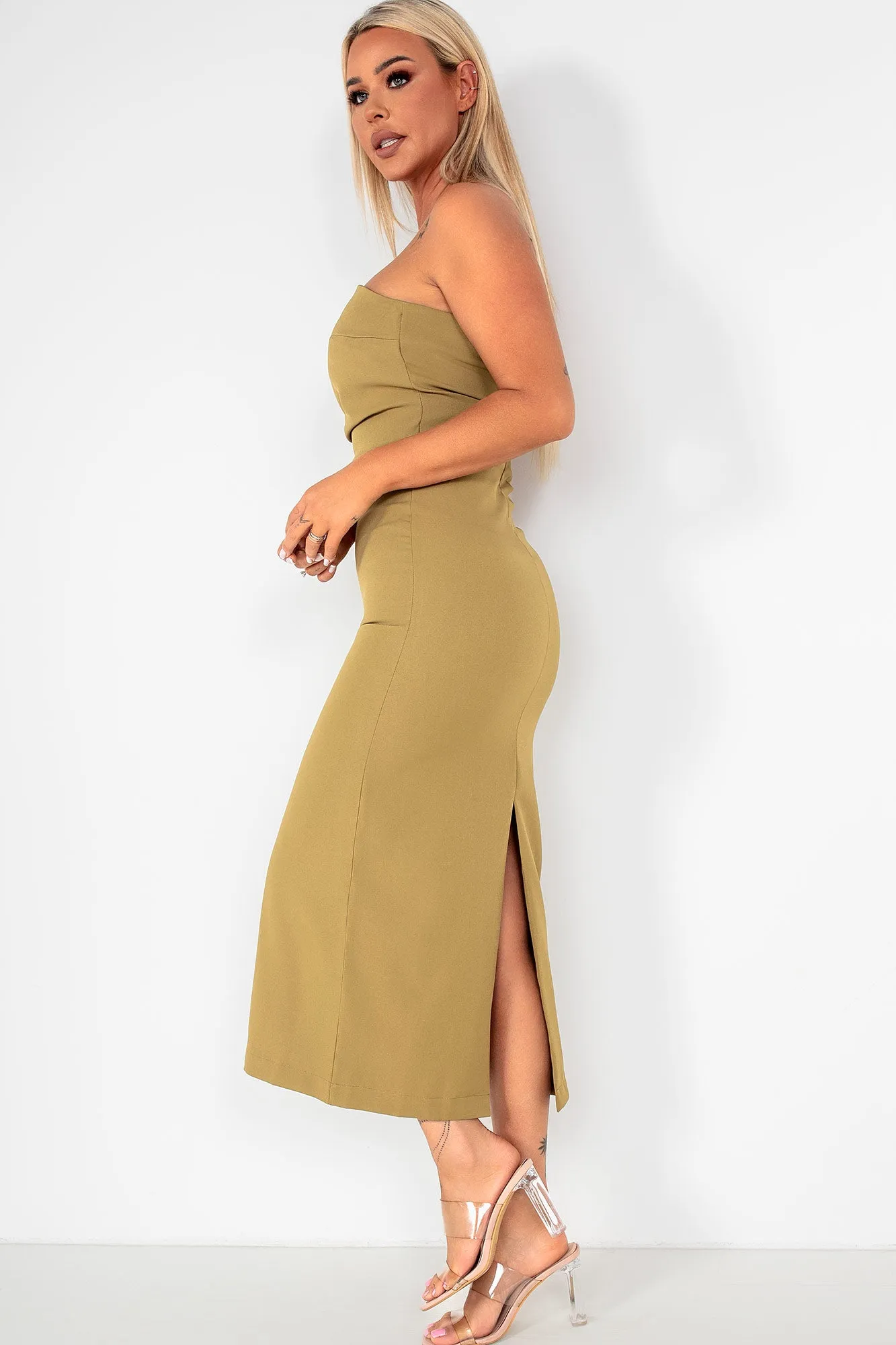Henrietta Khaki Bandeau Dress sold by Va Va Voom product image thumbnail 2